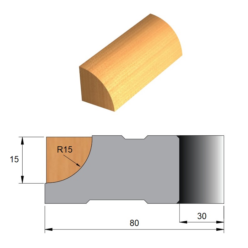 Fresa para Cordão de Janela de Aço Ø80 x 15 x 30 - 5 Dentes - Cód. 2290.10